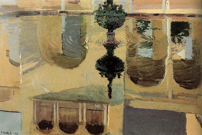 Joaquin Sorolla The reflection of the pool water oil painting image